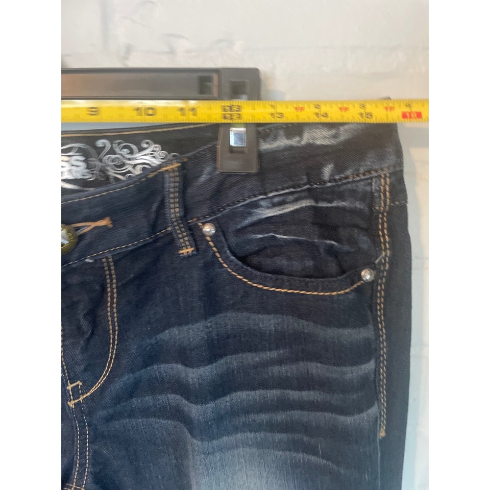 Express Stella Flare‎ Jeans Women's Size 8 Low Rise Dark Wash Denim - Picture 4 of 7